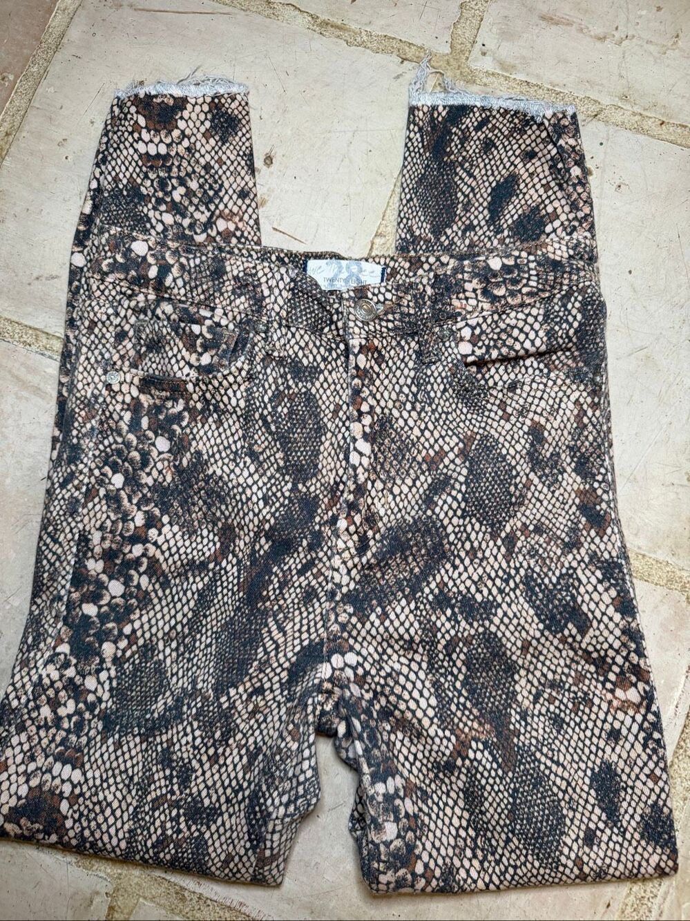 Free People We The Free Two-Faced snake skin, print, high-rise, skinny jeans